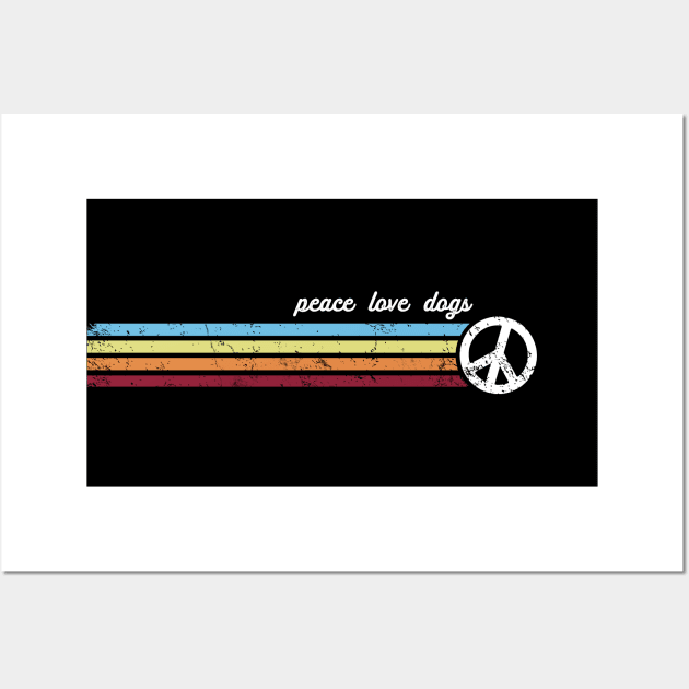 Retro Stripes Peace Love Dogs Wall Art by Jitterfly